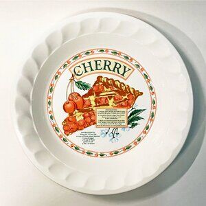 VTG Cherry Pie Recipe Plate Baking Dish Golden Pie Collection Himark 10.5-Inch